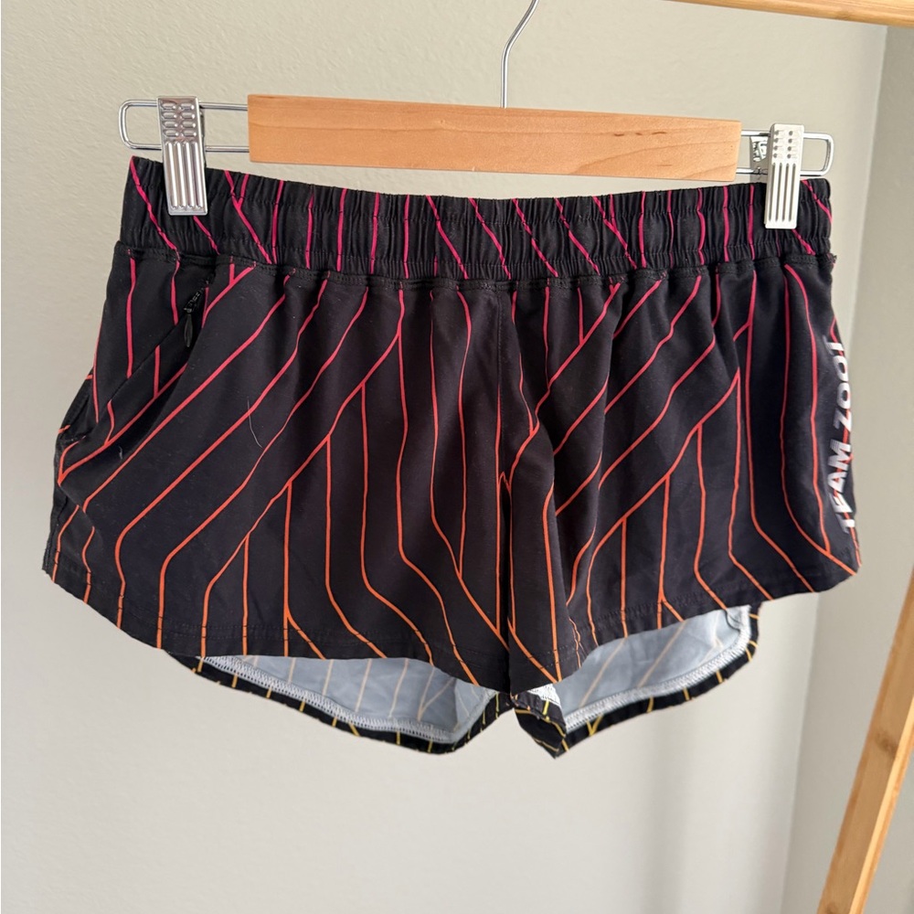 Zoot Women's Black Shorts with Pink and Orange Stripes